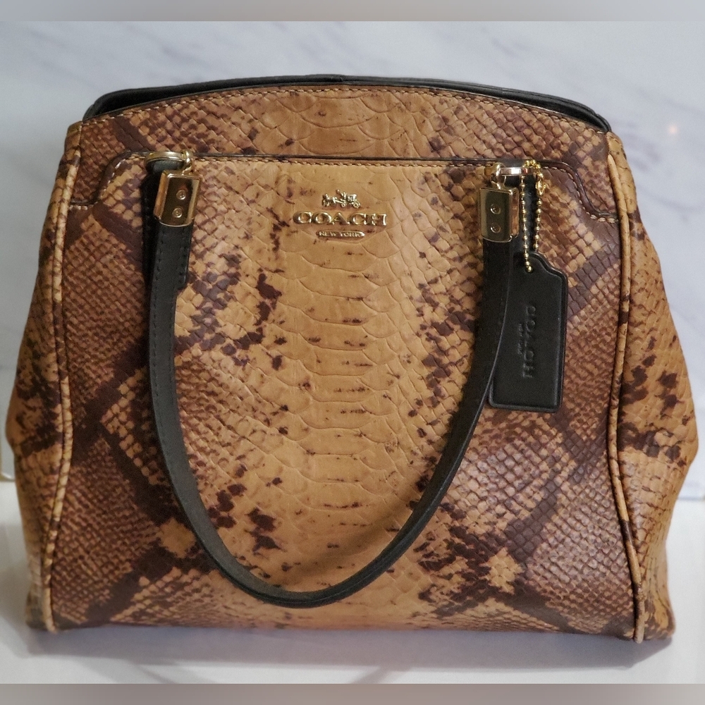 Coach Minetta Python Embossed Satchel Crossbody - image 1